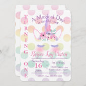 魔法のユニコーンの誕生日の招待状 招待状 (正面/裏面)
