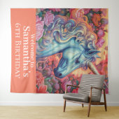 魔法のユニコーンの誕生日の背景 タペストリー (インサイチュ(横))