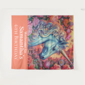 魔法のユニコーンの誕生日の背景 タペストリー (正面(横))