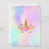魔法のユニコーンの誕生日カード ４周年記念 招待状 (裏面)