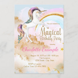 魔法のユニコーンの誕生日パーティー招待状 招待状