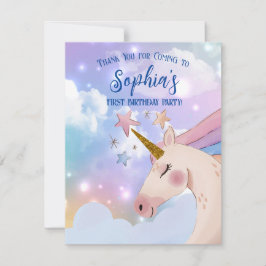 魔法のユニコーンの誕生日ピンク紫感謝していお前 サンキューカード