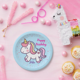 魔法のユニコーンの誕生日プレート ペーパープレート
