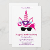 魔法のユニコーンの誕生日 招待状 (正面/裏面)