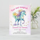 魔法のユニコーンの4歳の誕生日 | ユニコーンの輝き 招待状 (スタンド正面)