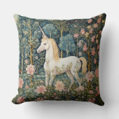 魔法のユニコーンウィリアム・モリス植物林 クッション (正面)