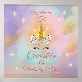 魔法のユニコーンウェルカムサイン | 誕生日パーティー ポスター