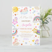 魔法のユニコーンウォーターカラーレインボーバースデーパーティー 招待状 (スタンド正面)