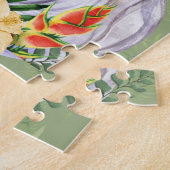 魔法のユニコーンエキゾチック熱帯花モノグラム ジグソーパズル (側面)