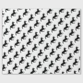 魔法のユニコーンエレガントシルエット黒オンホワイト ラッピングペーパー (フラット)