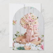 魔法のユニコーンカスタムの写真ピンクのアーチ型誕生日 招待状 (裏面)