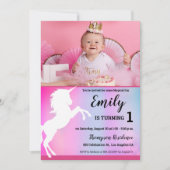 魔法のユニコーンカスタムピンクの写真第1誕生日 招待状 (正面)