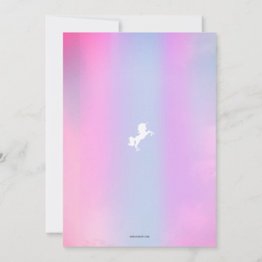 魔法のユニコーンカスタムピンクの写真第1誕生日 招待状 (裏面)