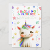 魔法のユニコーンカラフルおもしろい誕生日パーティー 招待状 (正面)