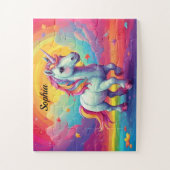 魔法のユニコーンカラフルレインボーパーソナライズされたキッズ ジグソーパズル (縦)