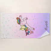 魔法のユニコーンカラフル星 – パーソナライズされた ビーチタオル (正面)