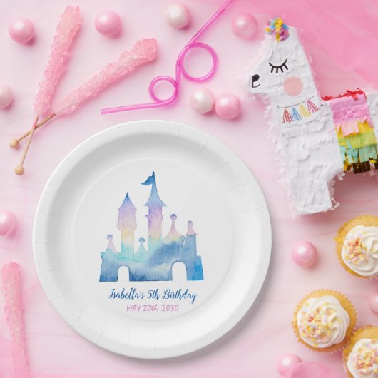 魔法のユニコーンキャッスルレインボー5thバースデーパーティー ペーパープレート (パーティー)