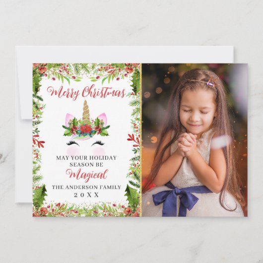 魔法のユニコーンクリスマスホリーベリー3写真 シーズンカード (正面)