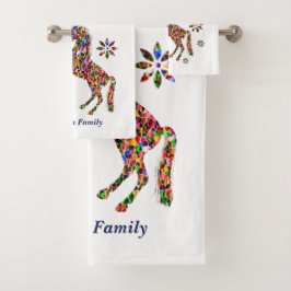 魔法のユニコーングリッター家族のパーソナライズ バスタオルセット