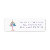 魔法のユニコーンケーキ |ファンタジー水彩アドレス ラベル (正面)