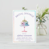魔法のユニコーンケーキ |ファンタジー水色シャワー 招待状 (スタンド正面)