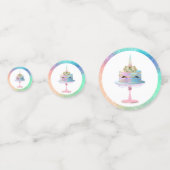 魔法のユニコーンケーキ |ファンタジー水色パーティー コンフェッティ (正面)