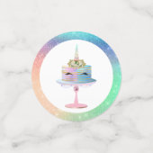 魔法のユニコーンケーキ |ファンタジー水色パーティー コンフェッティ (スモール正面)