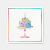 魔法のユニコーンケーキ |ファンタジー水色パーティー スタンダードカクテルナプキン (正面)