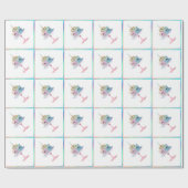 魔法のユニコーンケーキ |ファンタジー水色パーティー ラッピングペーパー (フラット)