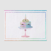 魔法のユニコーンケーキ |ファンタジー水色パーティー 薄葉紙 (正面)