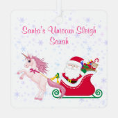 魔法のユニコーンサンタそり追加ガールの名前 メタルオーナメント (裏面)