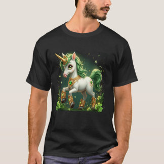 魔法のユニコーンシャムロック、楽しい聖パトリックの日 Tシャツ