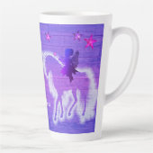 魔法のユニコーンシルエット青ピンクパーソナライズされた カフェラテマグ (右)