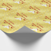 魔法のユニコーンスノーフレーク名メリークリスマスゴールデン ラッピングペーパー (角)