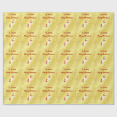 魔法のユニコーンスノーフレーク名メリークリスマスゴールデン ラッピングペーパー (フラット)