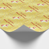 魔法のユニコーンスノーフレーク名メリークリスマスゴールデン ラッピングペーパー (角)