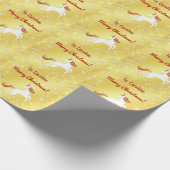 魔法のユニコーンスノーフレーク名メリークリスマスゴールデン ラッピングペーパー (角)