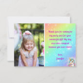 魔法のユニコーンスパークル誕生日写真 サンキューカード (裏面)