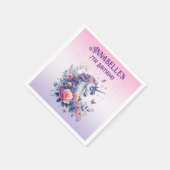 魔法のユニコーンスパープルピンクパープルガール誕生日 スタンダードカクテルナプキン (角)