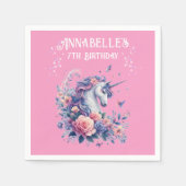 魔法のユニコーンスパープルピンクパープルガール誕生日 スタンダードカクテルナプキン (正面)