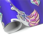 魔法のユニコーンダークブルーのクリスマス ラッピングペーパー (ロールコーナー)