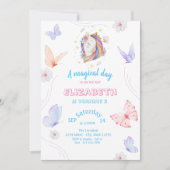 魔法のユニコーンチョウストライプの誕生日 招待状 (正面)