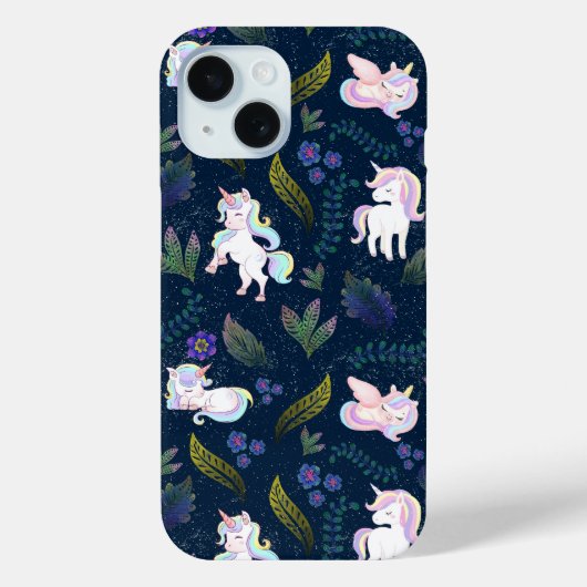 魔法のユニコーンナイトフォレスト シームレスパターン Case-Mate iPhoneケース (裏面)
