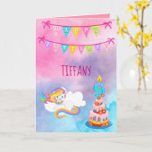 魔法のユニコーンハッピーナインの誕生日 カード (黄色い花)