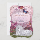魔法のユニコーンバースデーパーティ招待状 招待状 (正面)