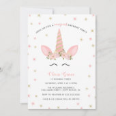 魔法のユニコーンバースデーパーティ招待状 招待状 (正面)