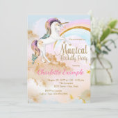 魔法のユニコーンバースデーパーティ招待状 招待状 (スタンド正面)