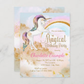 魔法のユニコーンバースデーパーティ招待状 招待状 (正面/裏面)
