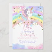 魔法のユニコーンバースデー招待状 ユニコーンパーティー 招待状 (正面)