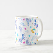 魔法のユニコーンパターンウォーターカラーファンタジーデザイン コーヒーマグカップ (正面右)